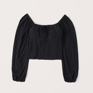NWT Long-Sleeve Tie-Front Puff Sleeve Top